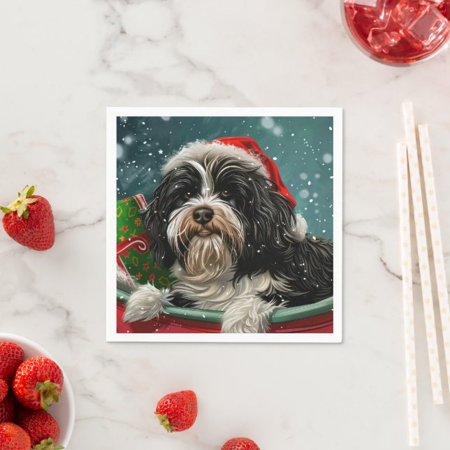 Tibetan Terrier Dog Christmas Festive  Napkins (Insitu)