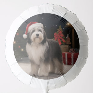 Tibetan Terrier Dog in Snow Christmas  Balloon