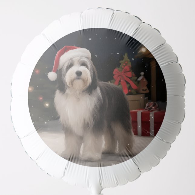 Tibetan Terrier Dog in Snow Christmas  Balloon (Front)