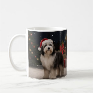 Tibetan Terrier Dog in Snow Christmas Coffee Mug