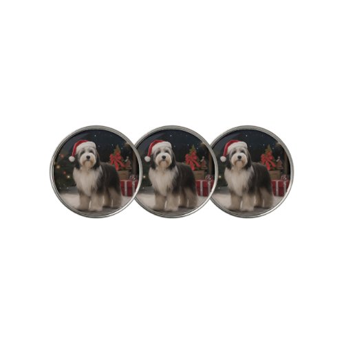 Tibetan Terrier Dog in Snow Christmas  Golf Ball Marker