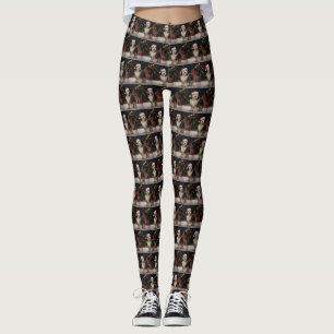 Tibetan Terrier Dog in Snow Christmas Leggings