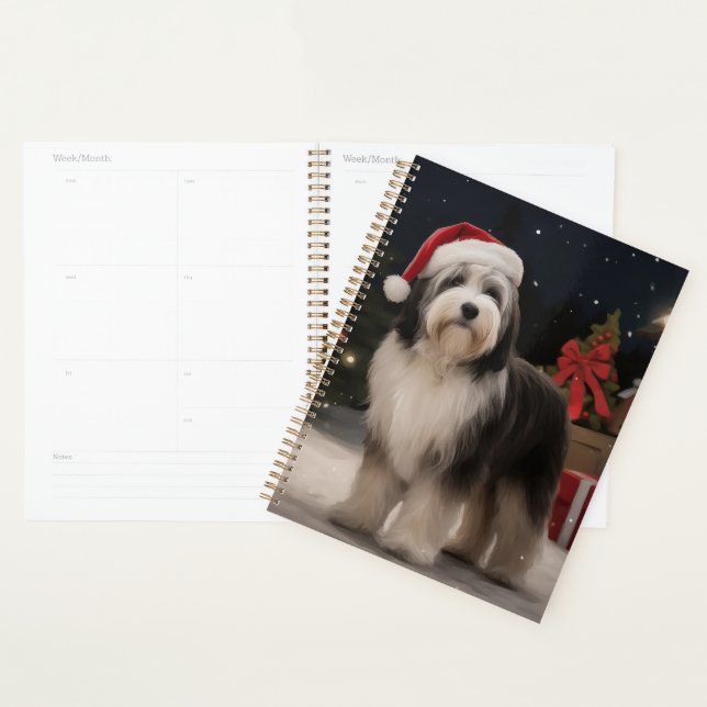 Tibetan Terrier Dog in Snow Christmas  Planner (Display)