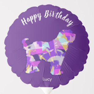Tibetan Terrier Dog Silhouette Cute Purple PY&B Balloon