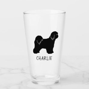 Tibetan Terrier Dog Silhouette Tibbie Personalized Glass