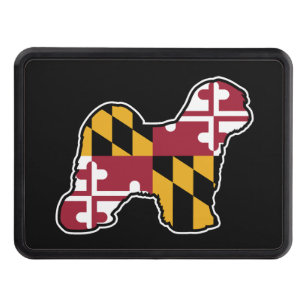 Tibetan Terrier Dog Silhouette with Maryland Flag Hitch Cover