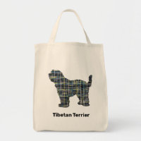 Tibetan Terrier Dog Silhouette Yellow & Black Grid