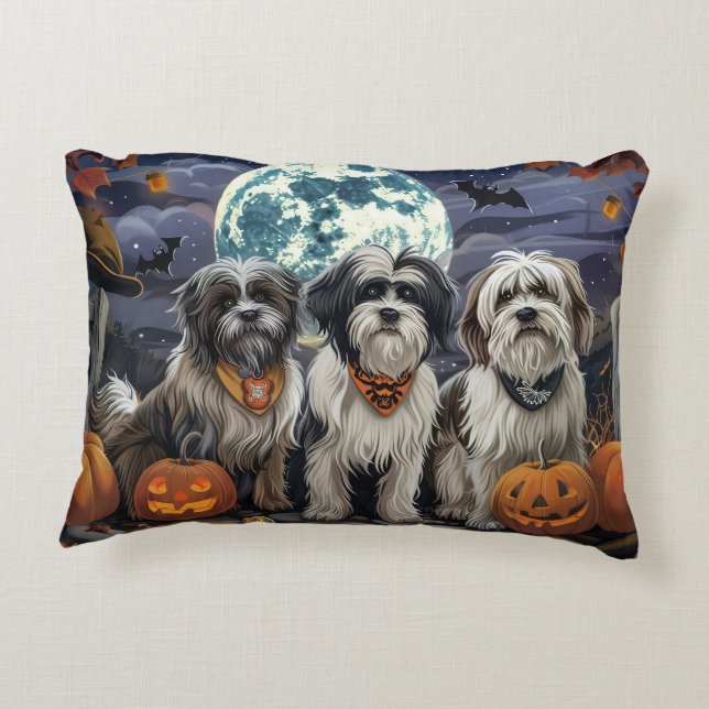 Tibetan Terrier Halloween Spooky Accent Pillow (Back)