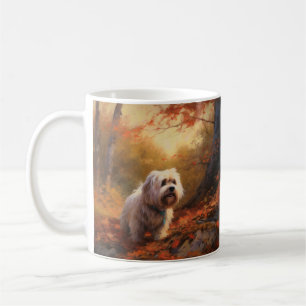 Tibetan Terrier in Autumn Leaves Fall Inspire Coffee Mug