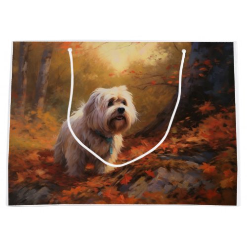 Tibetan Terrier in Autumn Leaves Fall Inspire  Large Gift Bag