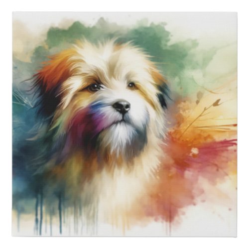 Tibetan Terrier in Colors AREF803 _ Watercolor Faux Canvas Print