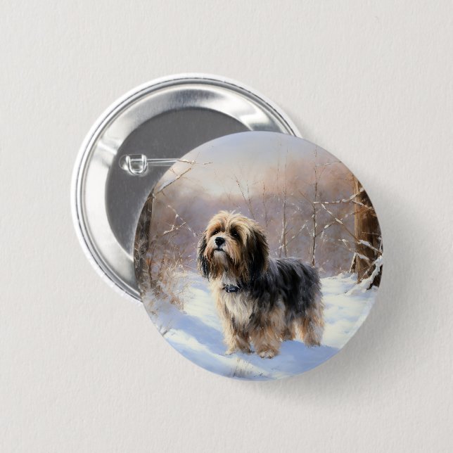 Tibetan Terrier Let It Snow Christmas  Button (Front & Back)