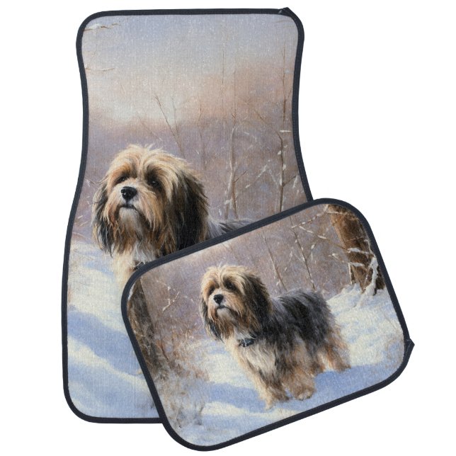 Tibetan Terrier Let It Snow Christmas  Car Floor Mat (Set)