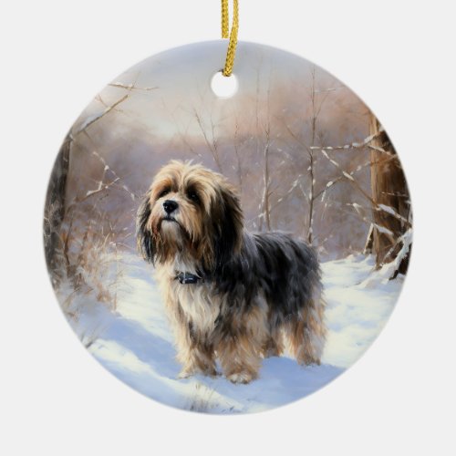 Tibetan Terrier Let It Snow Christmas  Ceramic Ornament