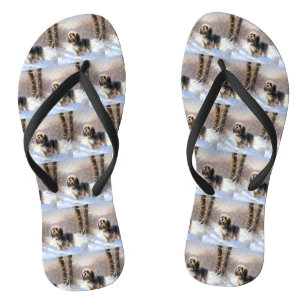 Tibetan Terrier Let It Snow Christmas Flip Flops