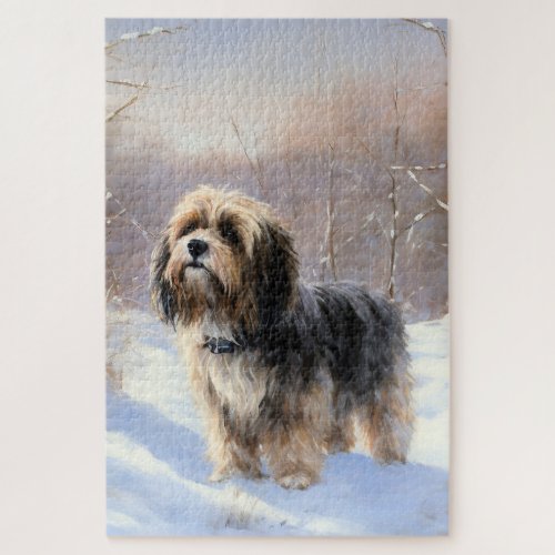 Tibetan Terrier Let It Snow Christmas  Jigsaw Puzzle