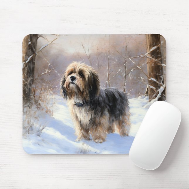 Tibetan Terrier Let It Snow Christmas  Mouse Pad (With Mouse)