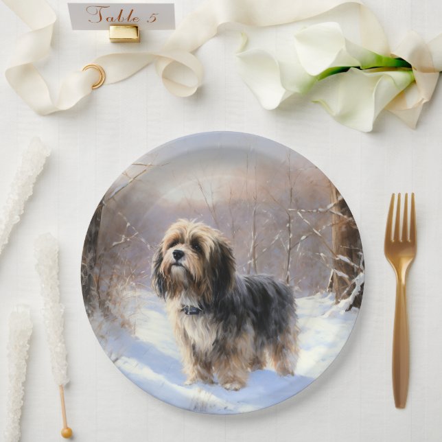 Tibetan Terrier Let It Snow Christmas  Paper Plates (Wedding)