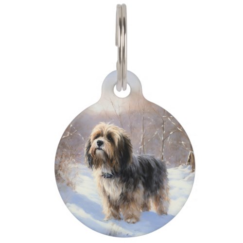 Tibetan Terrier Let It Snow Christmas  Pet ID Tag