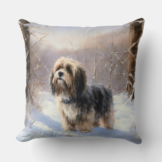 Tibetan Terrier Let It Snow Christmas  Throw Pillow (Front)
