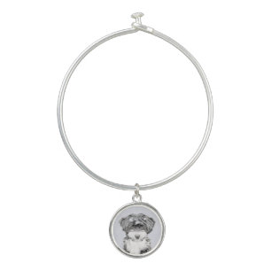Tibetan Terrier Painting - Cute Original Dog Art Bangle Bracelet