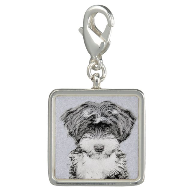 Tibetan Terrier Painting - Cute Original Dog Art Charm (Front)