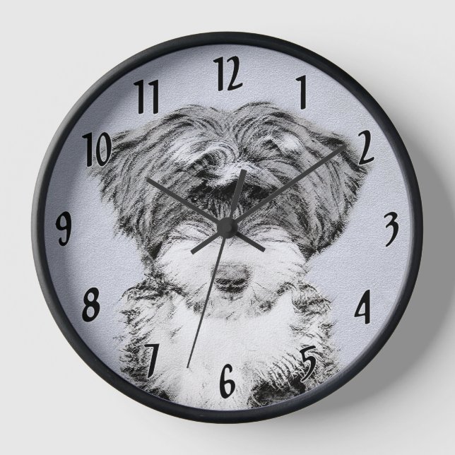 Tibetan Terrier Painting - Cute Original Dog Art Clock (Front)