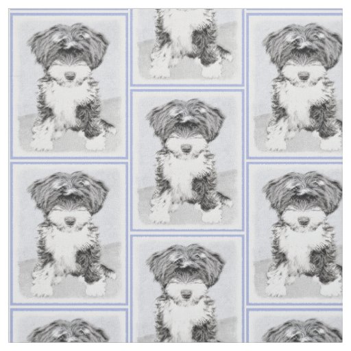 Tibetan Terrier Painting - Cute Original Dog Art Fabric