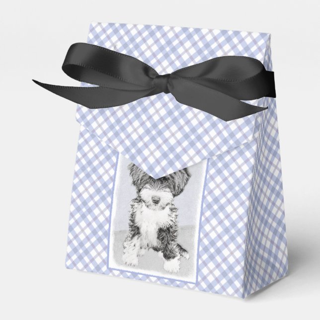 Tibetan Terrier Painting - Cute Original Dog Art Favor Boxes (Front Side)