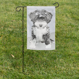 Tibetan Terrier Painting - Cute Original Dog Art Garden Flag
