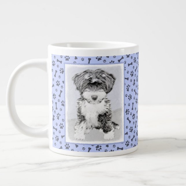 Tibetan Terrier Painting - Cute Original Dog Art Giant Coffee Mug (Left)