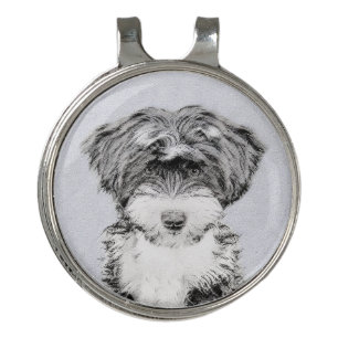 Tibetan Terrier Painting - Cute Original Dog Art Golf Hat Clip