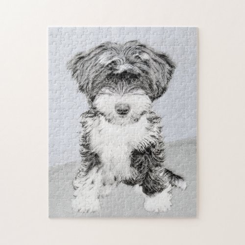 Tibetan Terrier Painting _ Cute Original Dog Art Jigsaw Puzzle