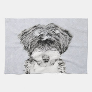 Tibetan Terrier Painting - Cute Original Dog Art Kitchen Towel