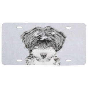 Tibetan Terrier Painting - Cute Original Dog Art License Plate