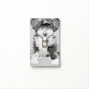 Tibetan Terrier Painting - Cute Original Dog Art Light Switch Cover