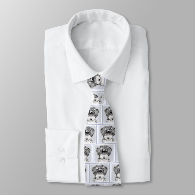 Tibetan Terrier Painting - Cute Original Dog Art Neck Tie (Tied)