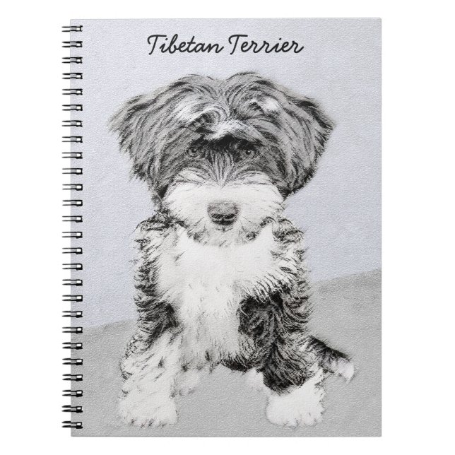 Tibetan Terrier Painting - Cute Original Dog Art Notebook (Front)