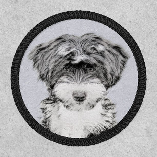Tibetan Terrier Painting - Cute Original Dog Art Patch