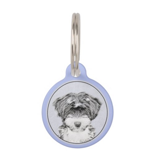 Tibetan Terrier Painting _ Cute Original Dog Art Pet ID Tag