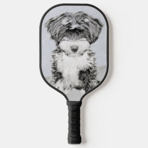 Tibetan Terrier Painting - Cute Original Dog Art Pickleball Paddle