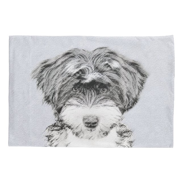 Tibetan Terrier Painting - Cute Original Dog Art Pillow Case (Back)