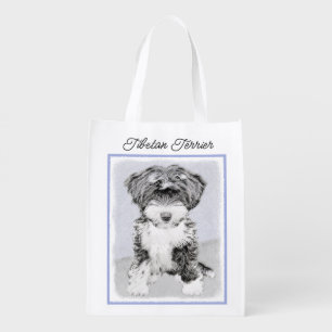 Tibetan Terrier Painting - Cute Original Dog Art R Grocery Bag