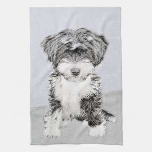 Tibetan Terrier Painting - Cute Original Dog Art Towel