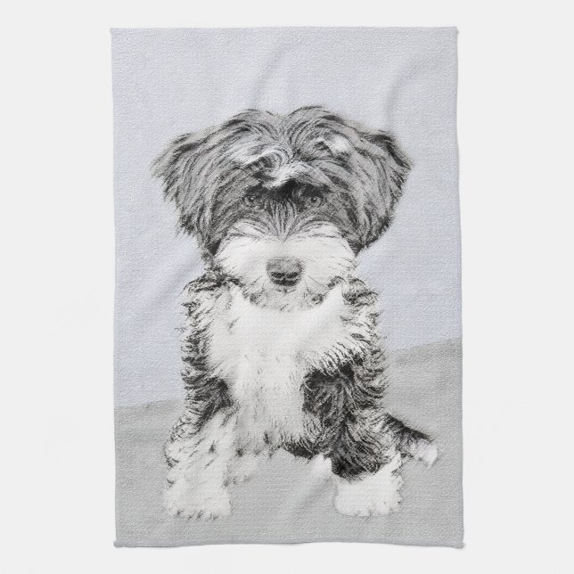 Tibetan Terrier Painting - Cute Original Dog Art Towel (Vertical)