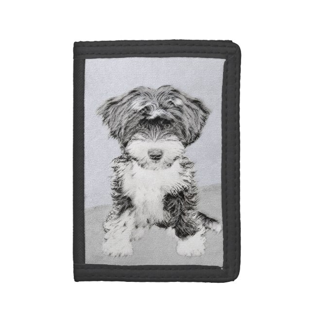 Tibetan Terrier Painting - Cute Original Dog Art Trifold Wallet (Front Vertical)
