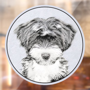 Tibetan Terrier Painting - Cute Original Dog Art Window Cling