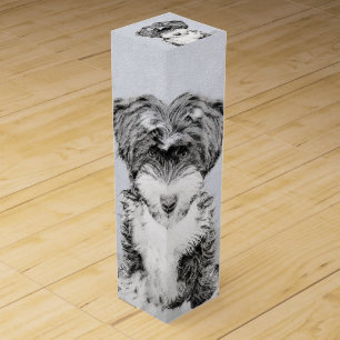 Tibetan Terrier Painting - Cute Original Dog Art Wine Box