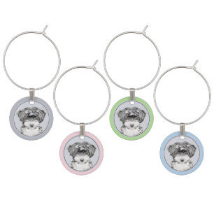 Tibetan Terrier Painting - Cute Original Dog Art Wine Charm