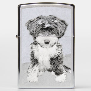 Tibetan Terrier Painting - Cute Original Dog Art Zippo Lighter